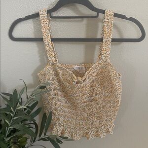 Sienna Sky Yellow and White Smocked Crop Top